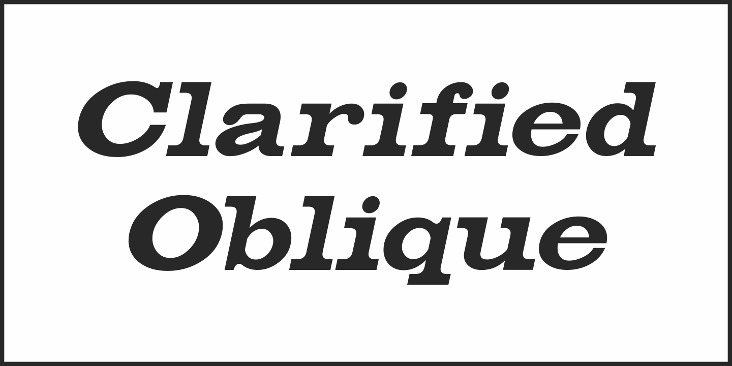 Пример шрифта Clarified JNL Oblique
